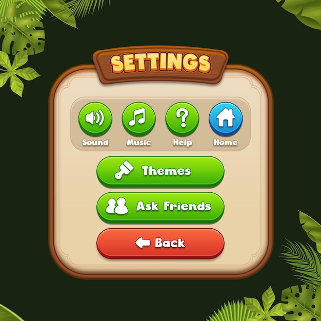 Setting Screen Game UI Popup 2D Interface Game UI Gaming UI 2D Wooden Style Game UI