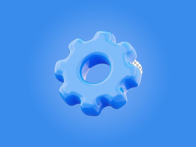 PSD settings icon gear symbol 3d render illustration isolated on transparent background