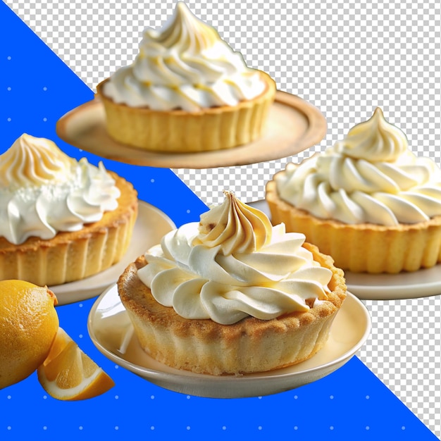 several pies with icing and a lemon on them