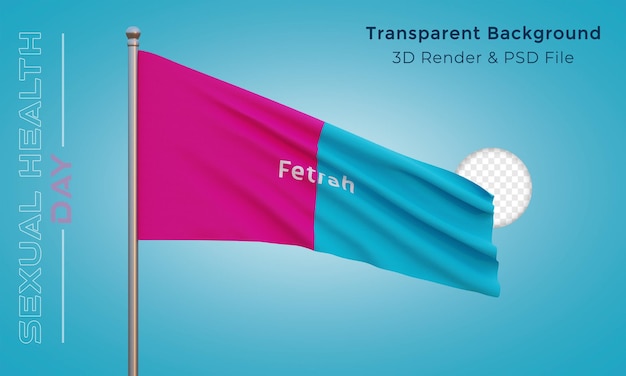 Sexual health day Flag waving very detailed texture Isolated, 3d rendering