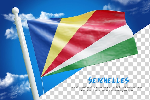 Seychelles realistic flag 3d render isolated or 3d Seychelles waving flag illustration