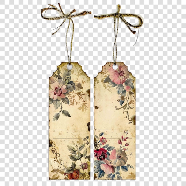 shabby autumn florals paper lined page tag Vintage style printable junk joon transparent background