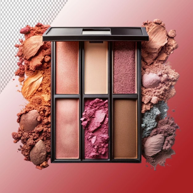 PSD shadow smear make up palette isolated on transparent background