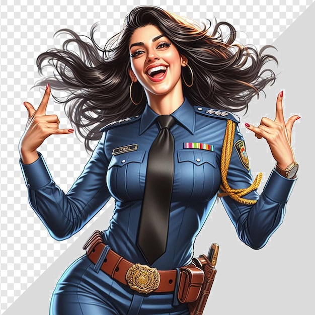 PSD shaking stylish beauty queen with a smiling face and uniform isolated on transparent background