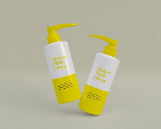 Shampoo plastics bottle mockup