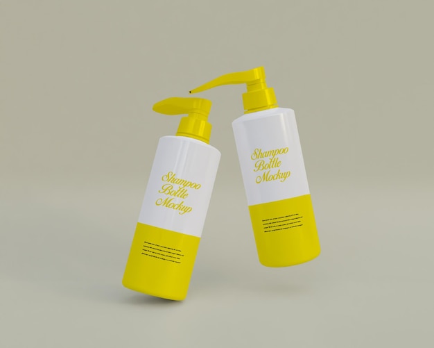 Shampoo plastics bottle mockup