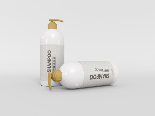 Shampoo pump bottle packaging mockup