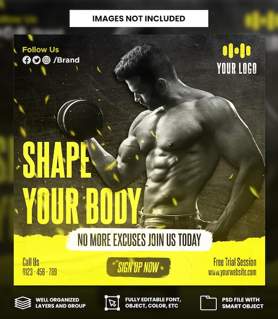 Shape your body square flyer or instagram social media post