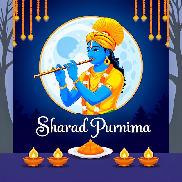 PSD sharad purnima festival celebrations poster design