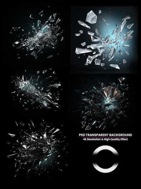 Shards of broken glass Abstract explosion PSD Broken Glass Effect