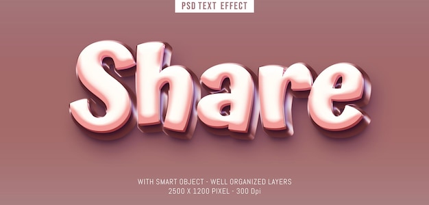 Share text editable text effect 3d style