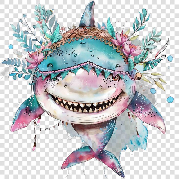 PSD shark doll illustration watercolor