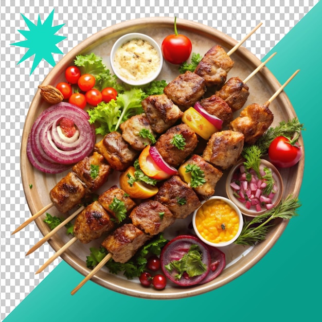 shashlik skewers platter set on transparent background