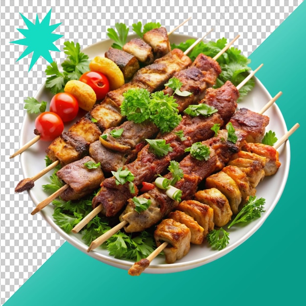 shashlik skewers platter set on transparent background