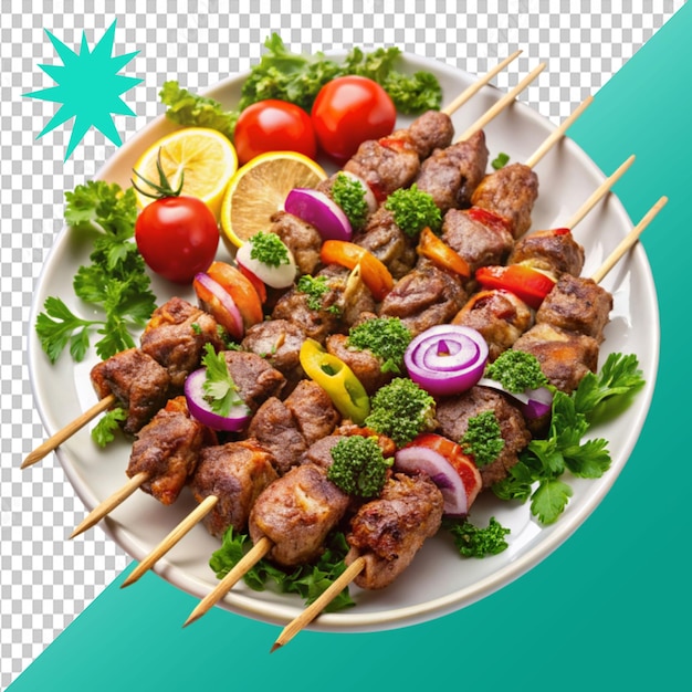 shashlik skewers platter set on transparent background