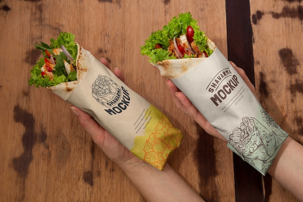 Shawarma packaging mockup  design