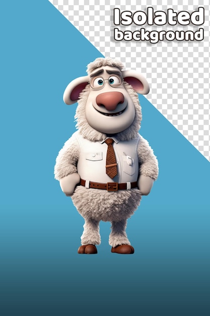 PSD sheep businessman 3d cartoon character isolated background animated character