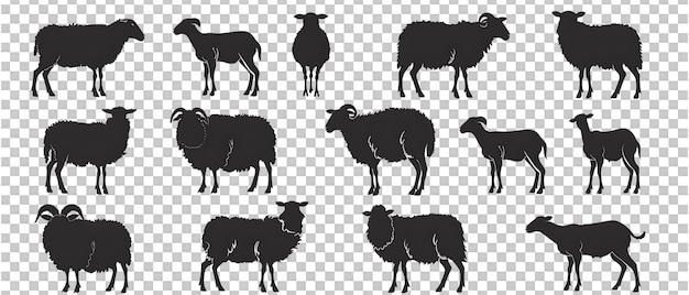 PSD sheep silhouette arabian pattern set against transparent background