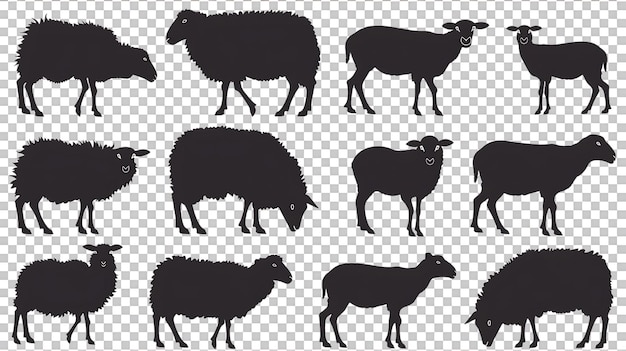 PSD sheep silhouette arabian pattern set against transparent background