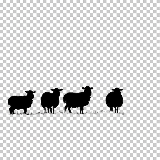 PSD sheep silhouette arabian pattern set against transparent background