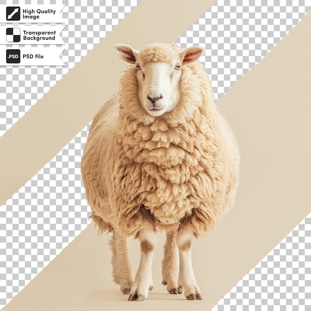 PSD a sheep with a brown face stands on a white background