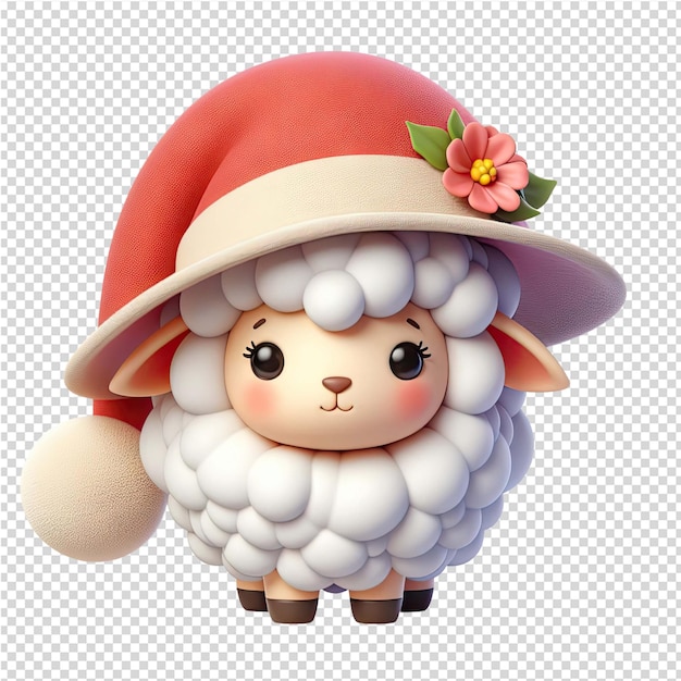 a sheep with a hat on it and a sheep on the front