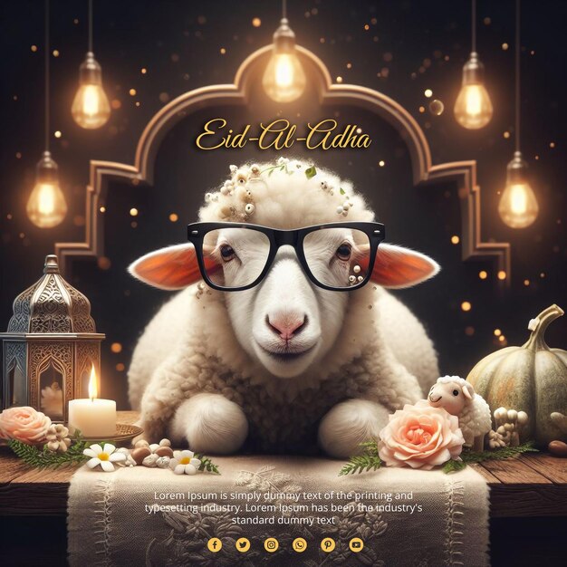 Sheep with Sunglass Eid Al Adha Banner Design