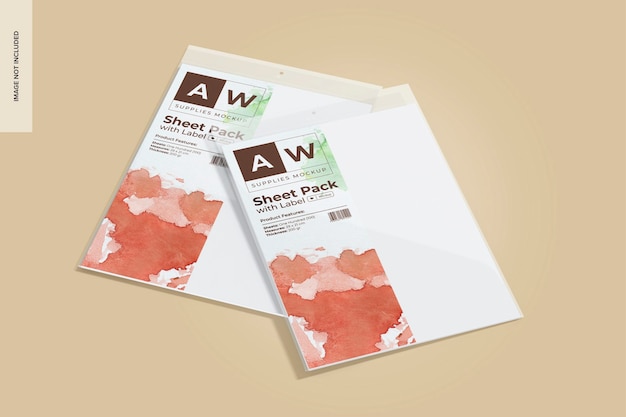 Sheet Packs with Label Mockup