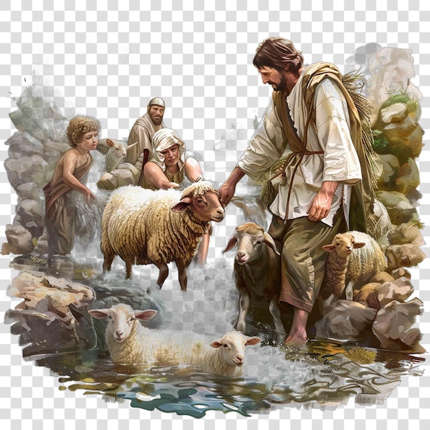 PSD shepherds religious christian illustration