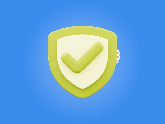 PSD shield icon security protection symbol 3d render illustration isolated on transparent background