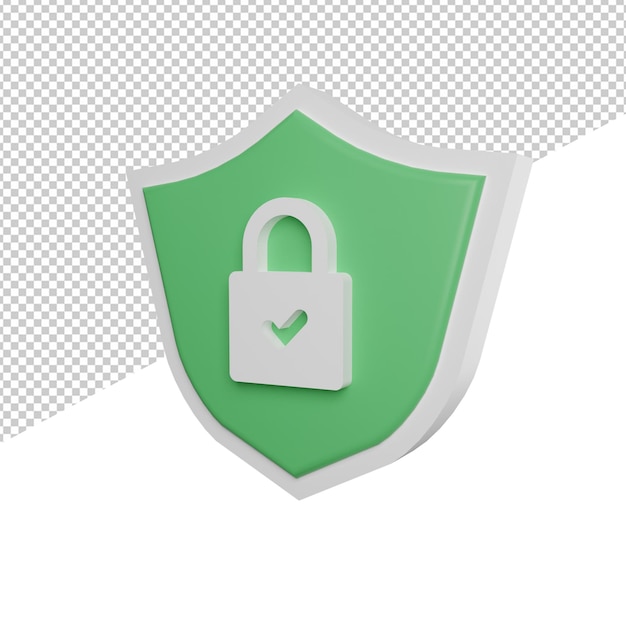 Shield security side view 3d illustration rendering transparent background