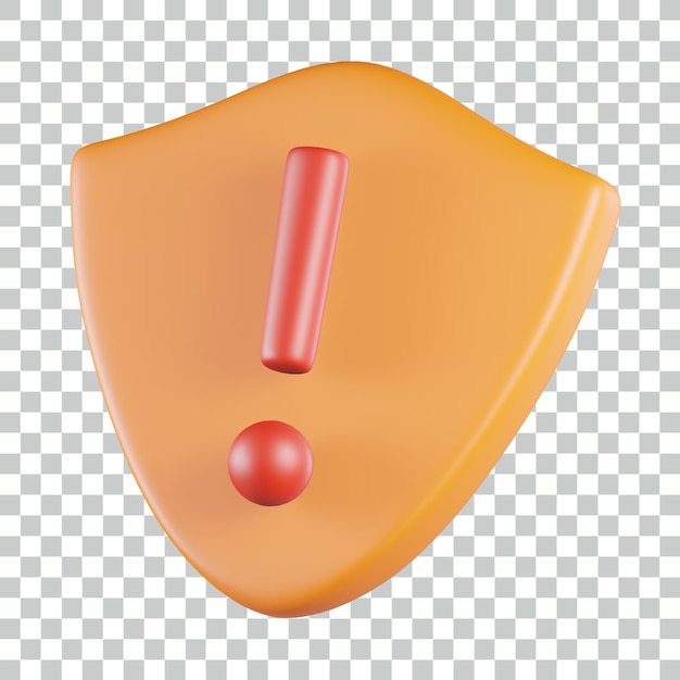 Shield Warning Exclamation Sign 3D Icon