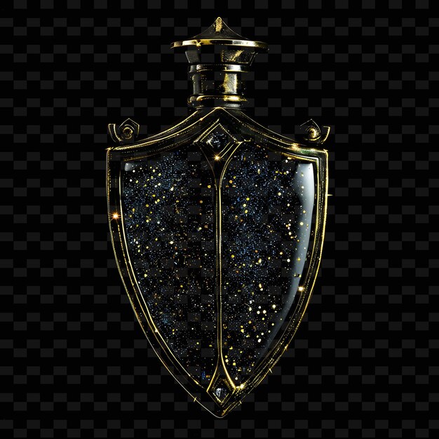 PSD a shield with a gold star on it and a black background