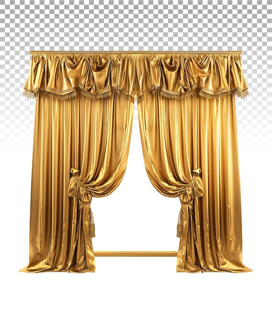 PSD shimmering gold curtains isolated on transparency