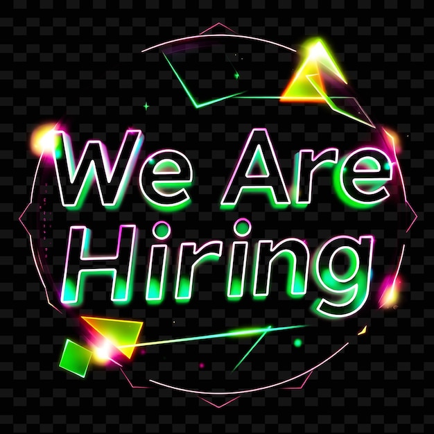 Shimmering Holograms We Are Hiring Text Flickers With Neon Vibrant Emerald and Lime Green Hologr