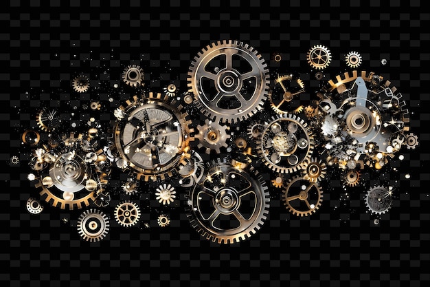 Shimmering Metallic Gears and Cogs Layered Mechanical Collag Y2K Texture Shape Background Decor Art