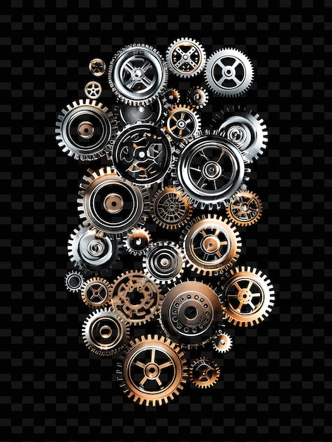 Shimmering Metallic Gears Overlapping Mechanical Texture Col Y2K Texture Shape Background Decor Art