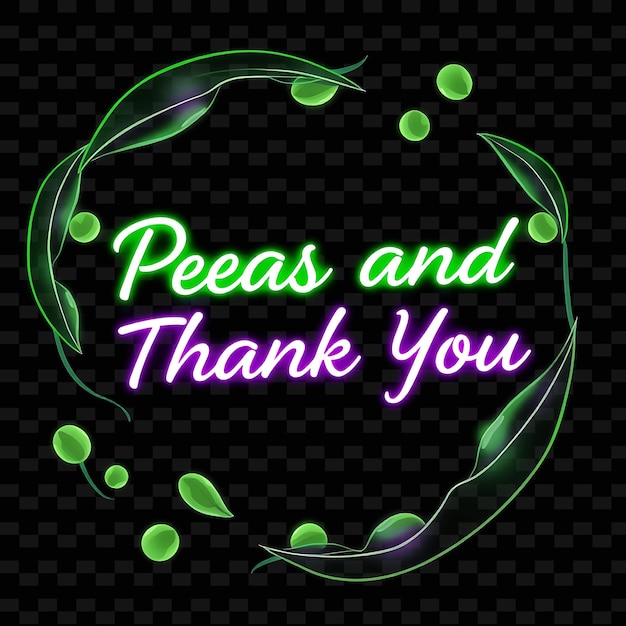 Shimmering Peas and Thank You Text in Neon Green and Soft Purple Surr Neon Yummy Typography Designo