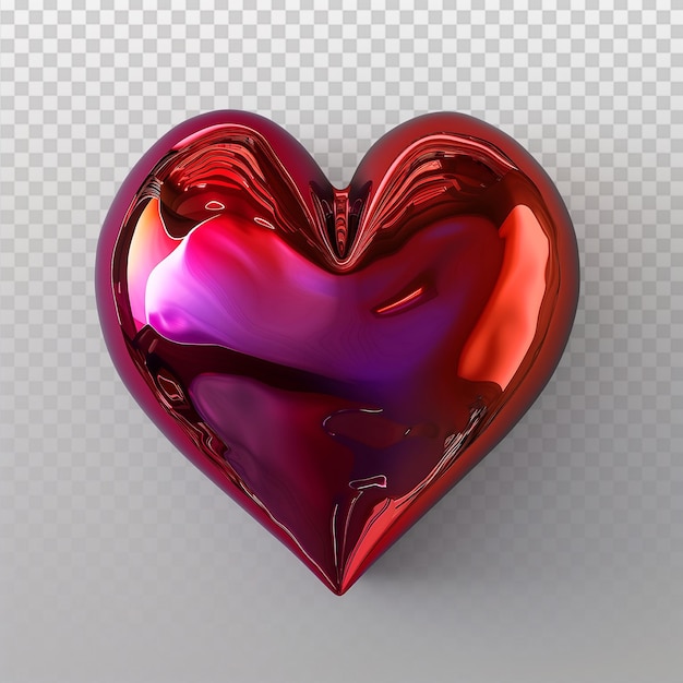 Shimmering Red Heart on Gray Background for Valentines Day