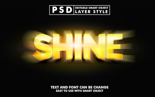 PSD shine 3d text effect premium psd