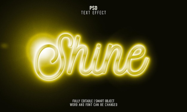 PSD shine and glowing editable text effect style template