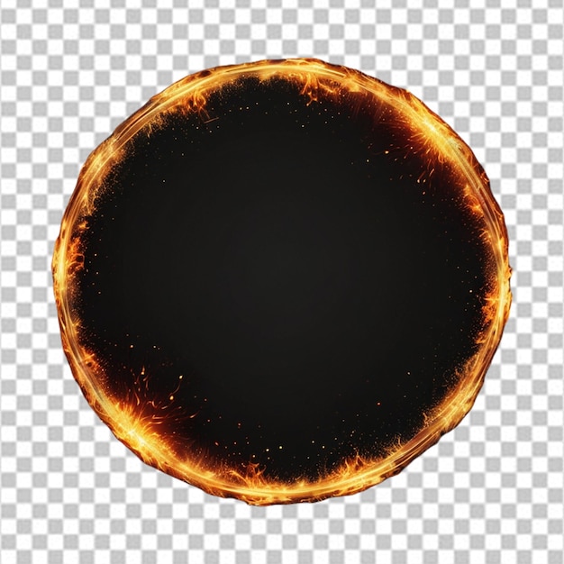 PSD shining circle fire frame on white background