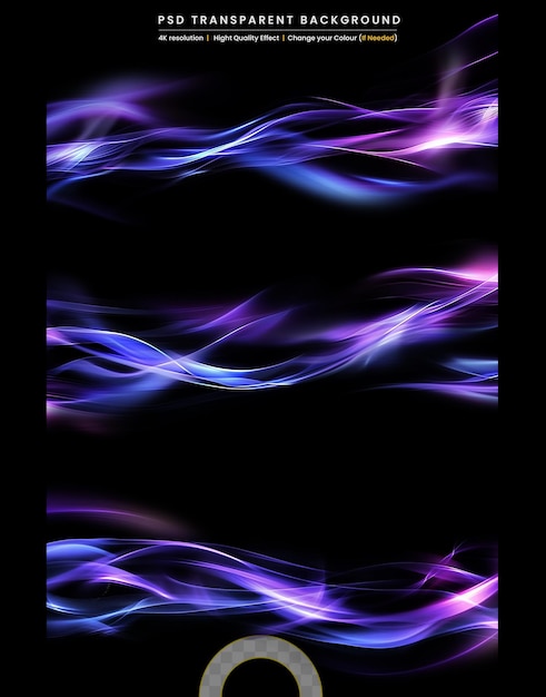 Shiny colored waves on Transparent Background