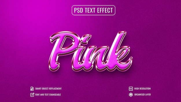 Shiny font style mockup editable pink 3d text effect