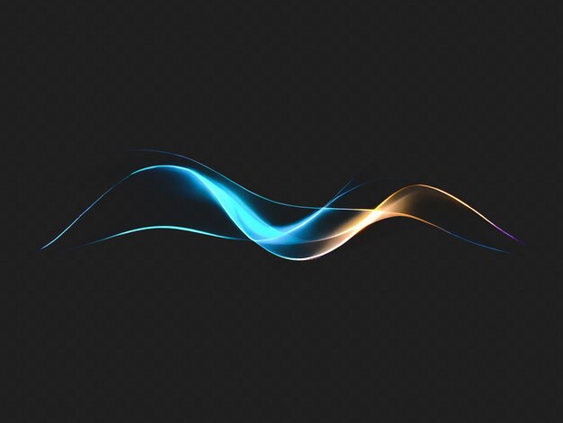 Shiny Glowing Wave Light Effects on Transparent Background for Stunning Visuals