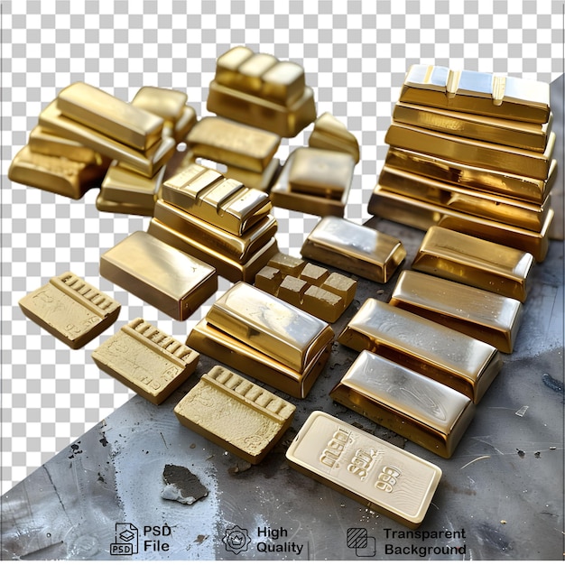 Shiny Gold Bars on a Clear Background