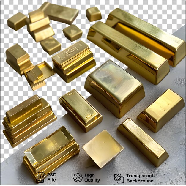 Shiny Gold Bars on a Clear Background