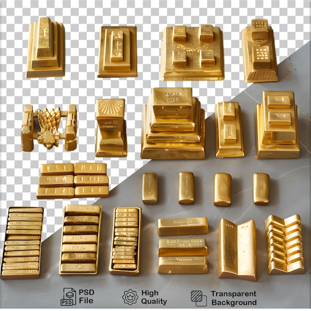 Shiny Gold Bars on a Clear Background