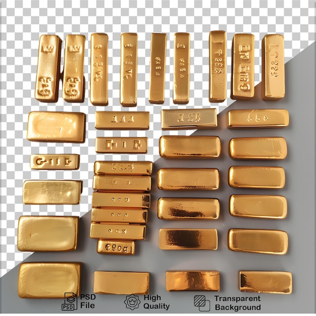 Shiny Gold Bars on a Clear Background