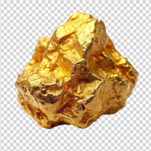 PSD shiny gold nugget isolated on white background